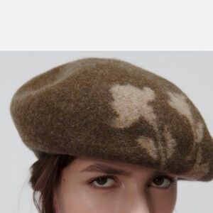 Zara Brown Round Wool Beret
